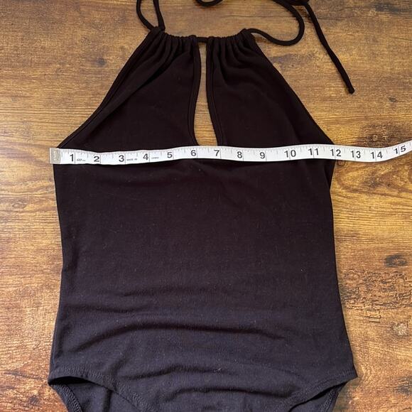 Forever 21 Black Self-Tie Halter Deep Cut Chest Bodysuit - Picture 5 of 12